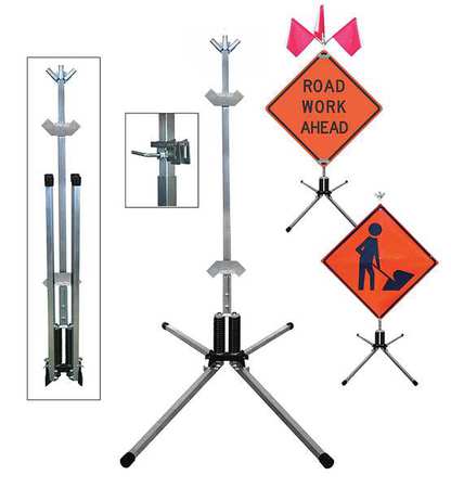 Sign Stand,rigid And Roll-up,steel,36 In