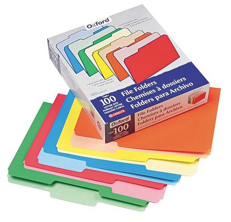 Letter File Folders,assorted,pk100 (1 Un