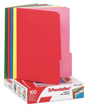 Letter File Folders,assorted,pk100 (1 Un