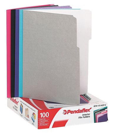 Letter File Folders,assorted,pk100 (1 Un