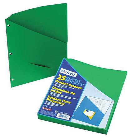 Pocket Folder,green,11 Pt. Stock,pk25 (1