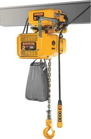 Electric Chain Hoist, 4,000 lb, 15 ft, Motorized Trolley, Yellow