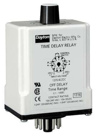 Time Delay Relay,240vac,10a,dpdt,9 Sec.