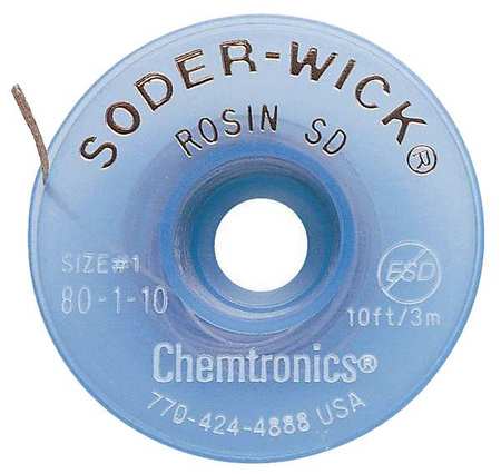 Desoldering Wick,10 Ft.,1,copper,rosin (