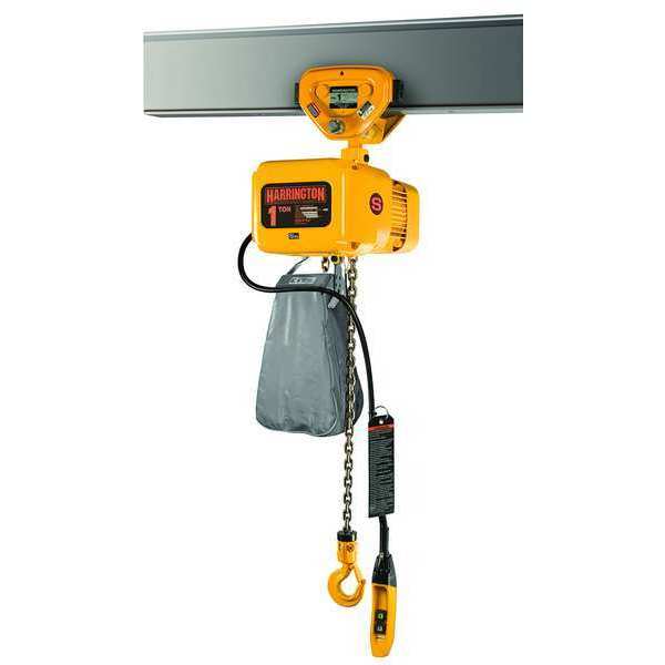 Electric Chain Hoist, 20,000 lb, 20 ft, Push Trolley
