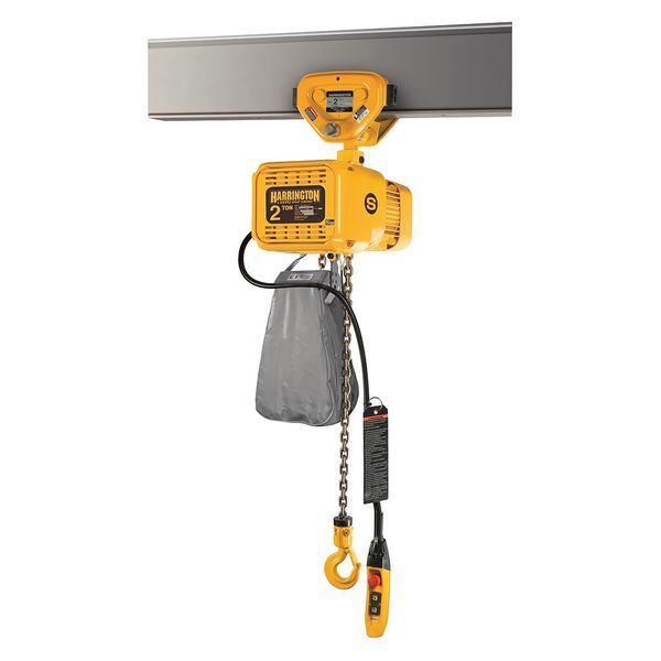 Electric Chain Hoist, 4,000 lb, 20 ft, Push Trolley