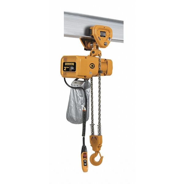 Electric Chain Hoist, 4,000 lb, 15 ft, Push Trolley