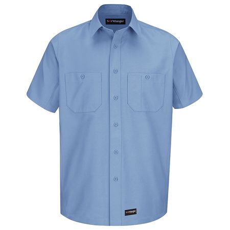 Short Sleeve Shirt,lt Blu,poly/cttn,2xl