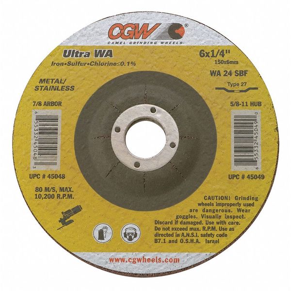 Depressed Ctr Whl, 4.5x1/4x5/8-11, SS, T27