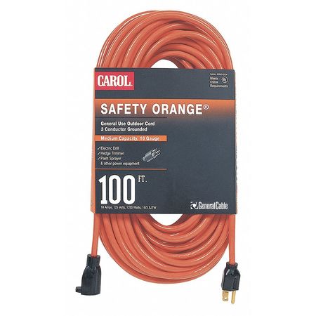 Outdoor Ext. Cord,sjtw,12/3,100 Ft.,org