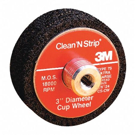 Clean/strip Cup Wheel,3"x3/8-24,7s,pk5 (