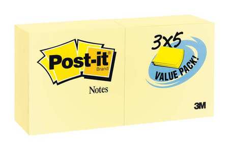 Sticky Notes,3x5 In.,yellow,pk24 (1 Unit