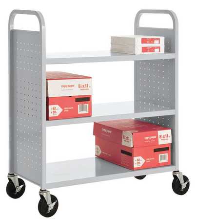 Book Truck,46hx37wx18d In,3 Shelves,gray