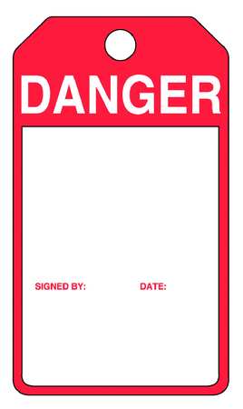 Danger Tag,5-7/16 X 3-1/16 In,r/wht,pk25