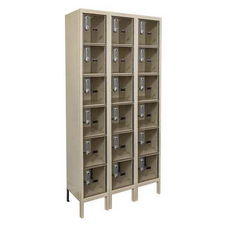 Box Lockr,clrview,3 Wide, 6 Tier,tan (1