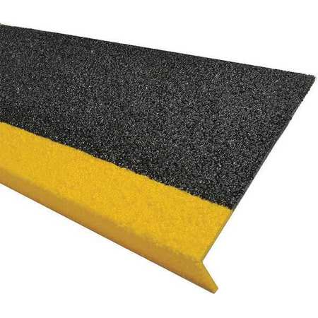 Frp Step Cover,ylw/blk,48in W,fiberglass