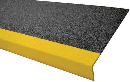 Frp Step Cover,ylw/blk,24in W,fiberglass