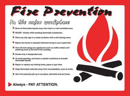 Poster,fire Prevention,18 X 24 In. (1 Un