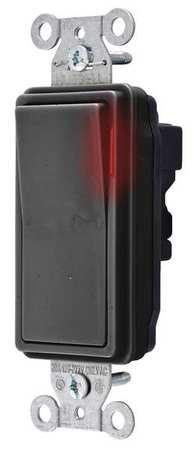 Pilot Lit Wall Swtch,1-pole,120/277v,blk