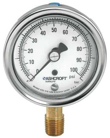 Gauge,pressure,0 To 1000 Psi,1/4 In Npt