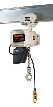 Electric Chain Hoist, 2,000 lb, 20 ft, Push Trolley, White