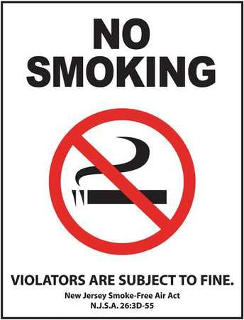 No Smoking Sign,nj,7inwx10inh,aluminum (