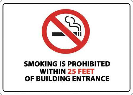 No Smoking Sign,within 25 Ft.,7inh, (1 U