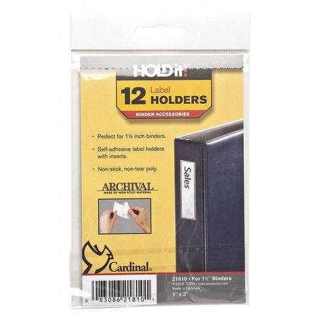 Self-adhsive Label Holder,1"x3",clr,pk12