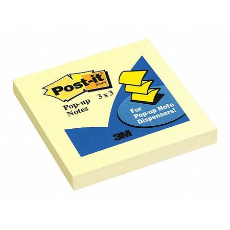 Notes,popup,3"x3",canary,pk12 (1 Units I