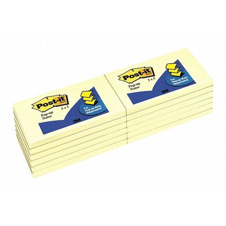 Notes,popup,3"x5",canary,pk12 (1 Units I