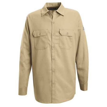 Fr Long Sleeve Shirt,button,khaki,l Long