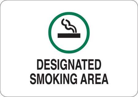 Smoking Area Sign,text And Symbol,5 In H