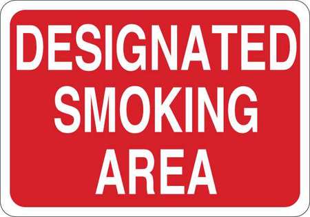 Smoking Area Sign,plastic,white/red,7inh