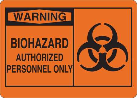 Warning Biohazard Sign,vinyl,10 In. H (1