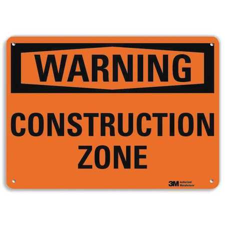 Warning Sign,construction Zone,10 In. H