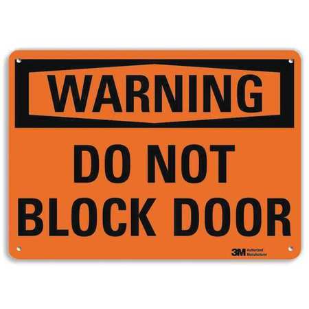 Warning Sign,do Not Block Door,10"x14" (