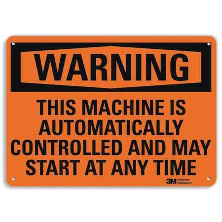 Warning Sign,controlled Machine,10 In. H