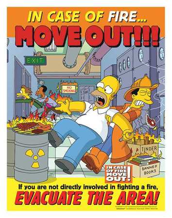 Simpsons Safety Pstr,in Case Of Fire,eng