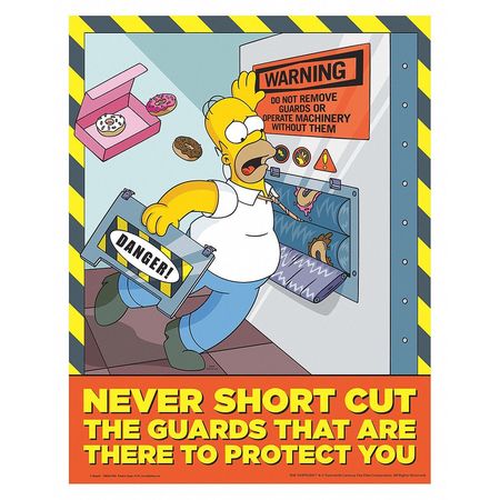 Simpsons Safety Pstr,never Short Cut,eng