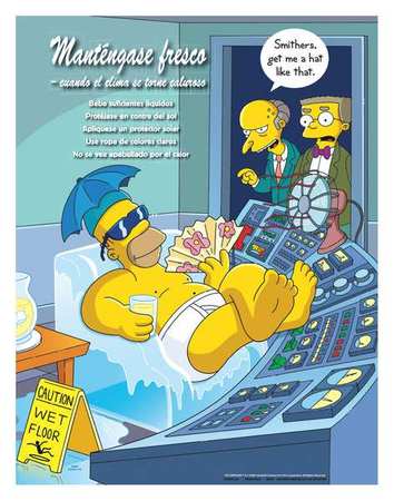 Simpsons Safety Poster,clima Caluroso,sp