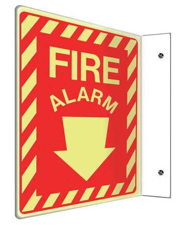 Fire Alarm Sign,12x9 In.,yellow/red (1 U