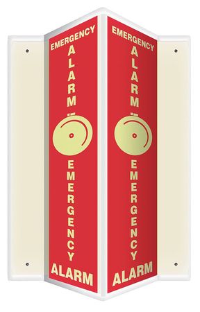 Emergency Alarm Sign,24x7-1/2in (1 Units