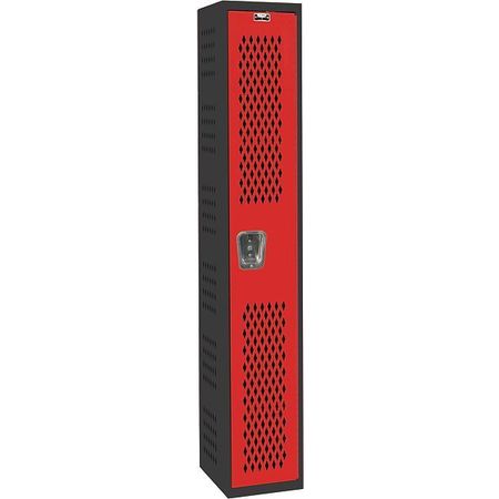 Wrdrb Lockr,vent,1 Wide,1 Tier,red/black