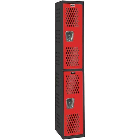 Wrdrb Lockr,vent,1 Wide,2 Tier,red/black