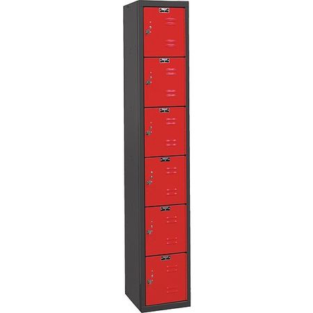 Box Lockr,lvred,1 Wide, 6 Tier,red/black