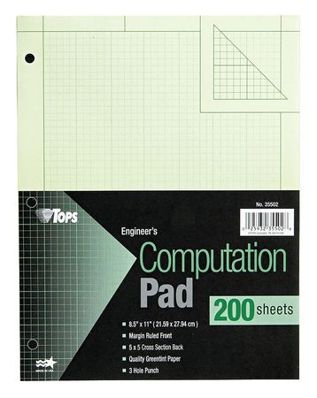 Engineering Computation Pad,8-1/2x11 In.