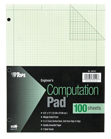 Engineering Computation Pad,8-1/2x11 In.