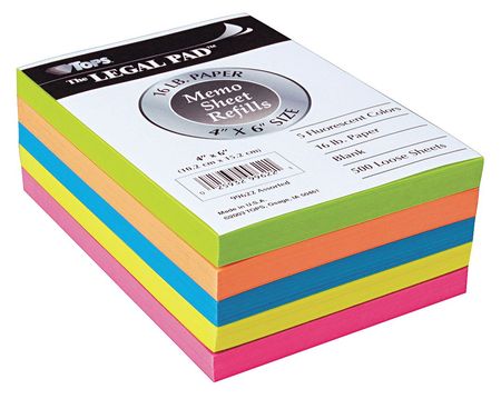 Loose Leaf,memo,4x6 In,color,pk500 (1 Un