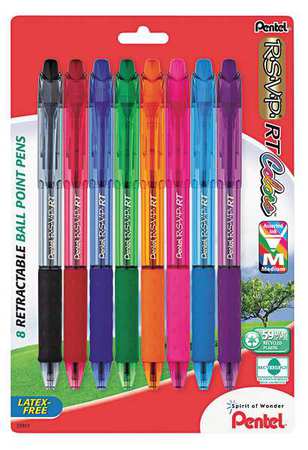 Ballpoint Pen,med,assorted,pk8 (1 Units