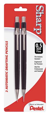 Mechanical Pencil,0.5mm,black,pk2 (1 Uni